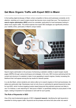 Get More Organic Traffic with Expert SEO in Miami