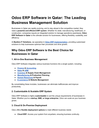 Odoo ERP Software in Qatar: The Leading Business Management Solution