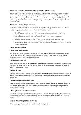 niagara falls tours the ultimate guide