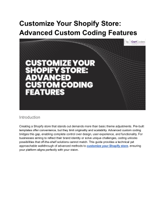 Customize Your Shopify Store_ Advanced Custom Coding Features