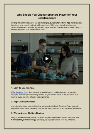 Why Should You Choose Smarters Player for Your Entertainment?