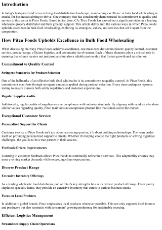 How Pitco Foods Upholds Excellence in Bulk Food Wholesaling