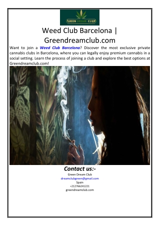 Weed Club Barcelona | Greendreamclub.com