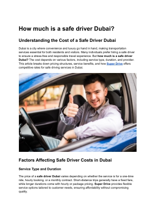 how much is a safe driver dubai