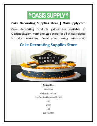 Cake Decorating Supplies Store  Oasisupply.com