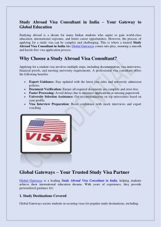 Study Abroad Visa Consultant in India – Your Gateway to Global Education