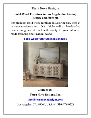 Solid Wood Furniture in Los Angeles for Lasting Beauty and Strength