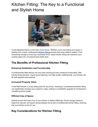 Kitchen Fitting_ The Key to a Functional and Stylish Home
