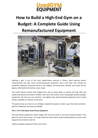 how to build a high end gym on a budget