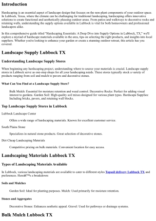 Hardscaping Essentials: A Deep Dive into Supply Options in Lubbock, TX