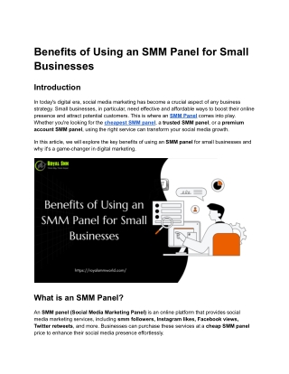 Benefits of Using an SMM Panel for Small Businesses