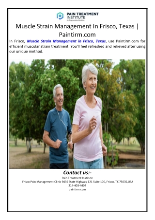 Muscle Strain Management in Frisco, TexasMuscle Strain Management in Frisco, Tex