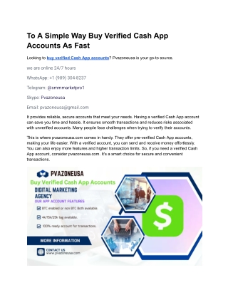 To A Simple Way Buy Verified Cash App Accounts As Fast