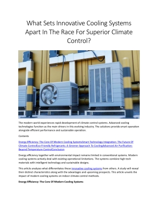what sets innovative cooling systems apart