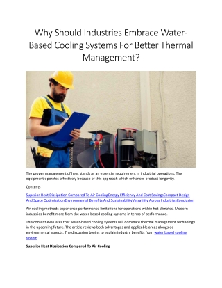 why should industries embrace water based cooling