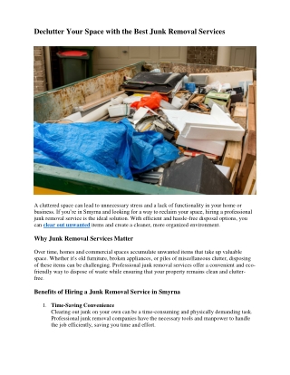 Declutter Your Space with the Best Junk Removal Services