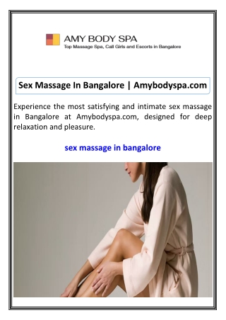 Sex Massage In Bangalore Amybodyspa.com