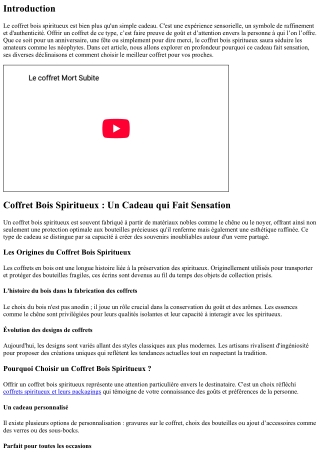 Coffret Bois Spiritueux : Un Cadeau qui Fait Sensation