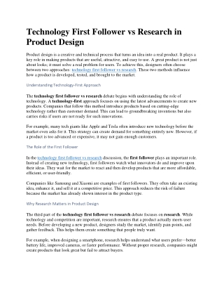 technology first follower vs research in product