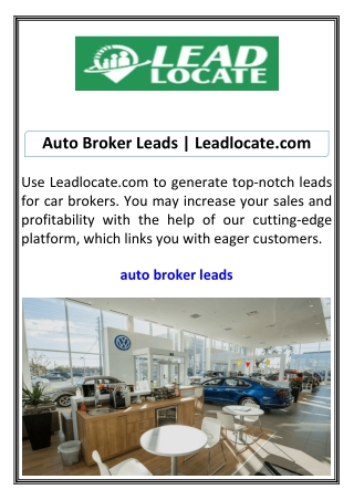 Auto Broker Leads Leadlocate.com