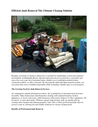 Efficient Junk Removal The Ultimate Cleanup Solution