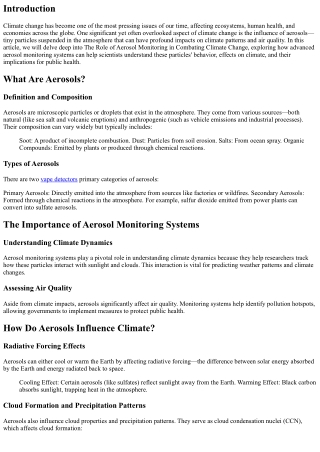 The Role of Aerosol Monitoring in Combating Climate Change