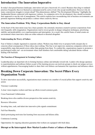 Rethinking Danger in Corporate Environments to Motivate Innovative Believing