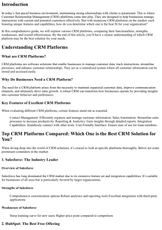 Top CRM Platforms Compared: Which One is the Best CRM Solution for You?