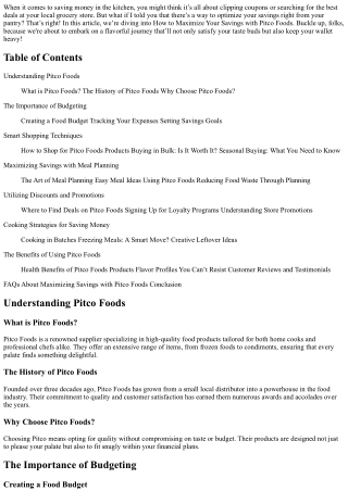 How to Maximize Your Savings with Pitco Foods