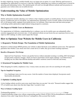 How to Optimize Your Website for Mobile Users in California