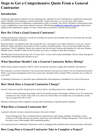 steps to get a comprehensive quote from a general