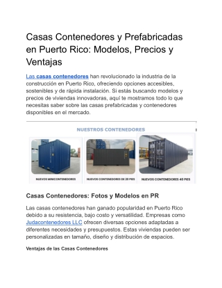 Casas Contenedores y Prefabricadas en Puerto Rico_ Modelos, Precios y Ventajas