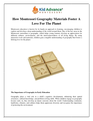 How Montessori Geography Materials Foster A Love For The Planet