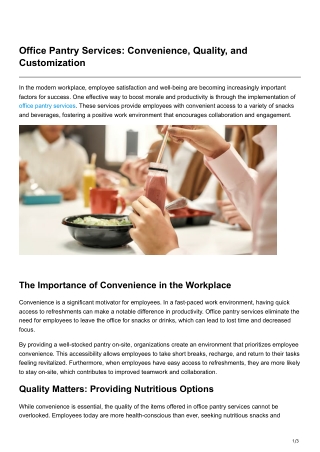 office pantry services convenience quality
