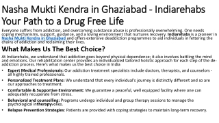 Indiarehabs is The Most Trusted Nasha Mukti Kendra in Ghaziabad	Center