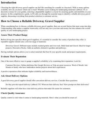How to Choose a Reliable Driveway Gravel Supplier