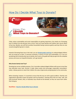 How Do I Decide What Toys to Donate?