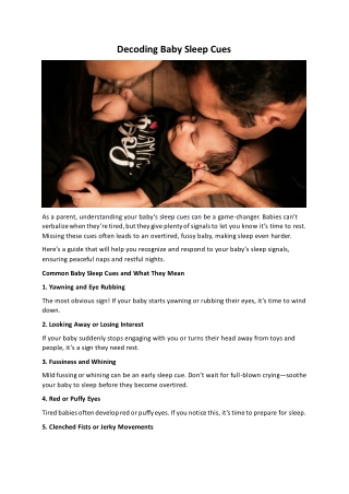 Decoding Baby Sleep Cues