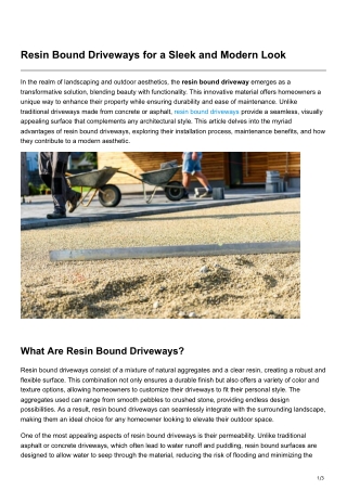 Resin Bound Driveways for a Sleek and Modern Look