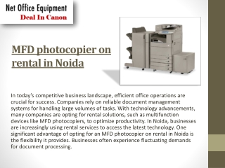 MFD Photocopier on Rental in Noida: Enhance Productivity with Efficient Office