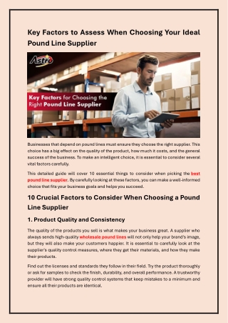 Choosing the Right Pound Line Supplier: Important Things to Know