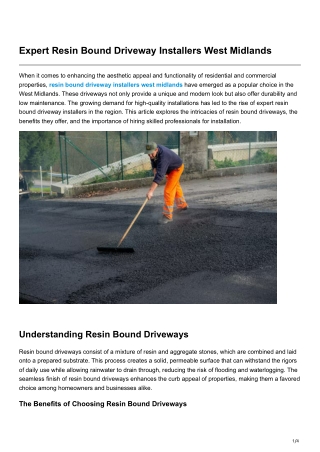 Expert Resin Bound Driveway Installers West Midlands