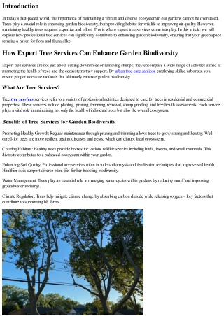 How Expert Tree Services Can Enhance Garden Biodiversity