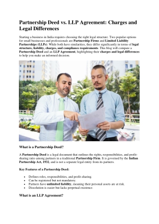 Partnership Deed vs. LLP Agreement