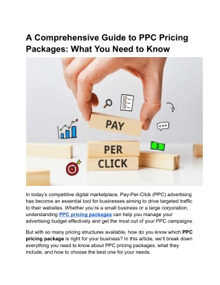 A Comprehensive Guide to PPC Pricing Packages: What You Need to Know