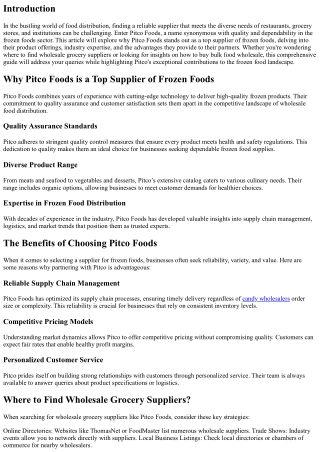 Why Pitco Foods is a Top Supplier of Frozen Foods