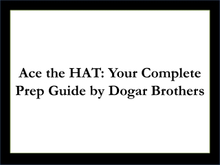 HAT Entry Test Study Plan with Dogar Brothers