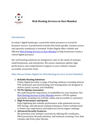Web Hosting Services in Navi Mumbai