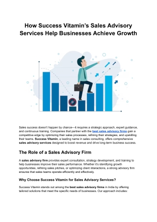 How Success Vitamin’s Sales Advisory Services Help Businesses Achieve Growth