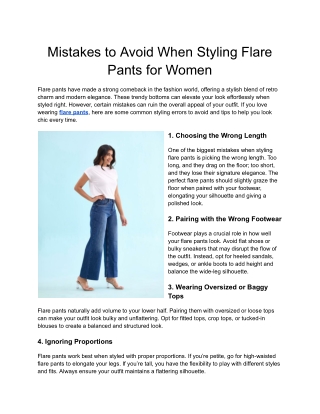 Mistakes to Avoid When Styling Flare Pants for Women